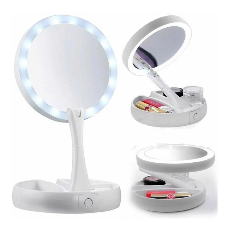 espejo de maquillaje recargable con luz led - perfecto para su viaje